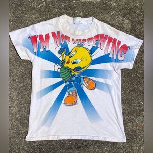 Trashed Vintage Y2K Tweety Bird T Shirt Top:Retro/Looney Tunes Characters 90s